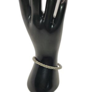 Silver Tone Braided Rope Cuff Bracelet Unisex